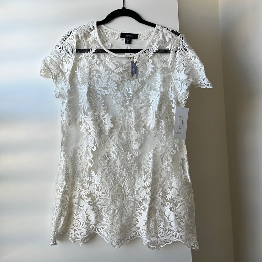 NWT Karen Kane Embroidered Summer Tunic Dress - White- Size M